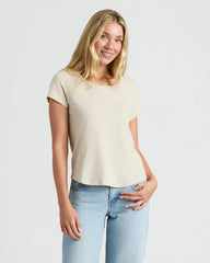 Womens Black & Oatmeal Slub Scoop Neck Tee 4-Pack